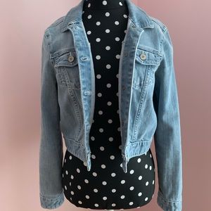 A&F Cropped Light Wash Jean Jacket